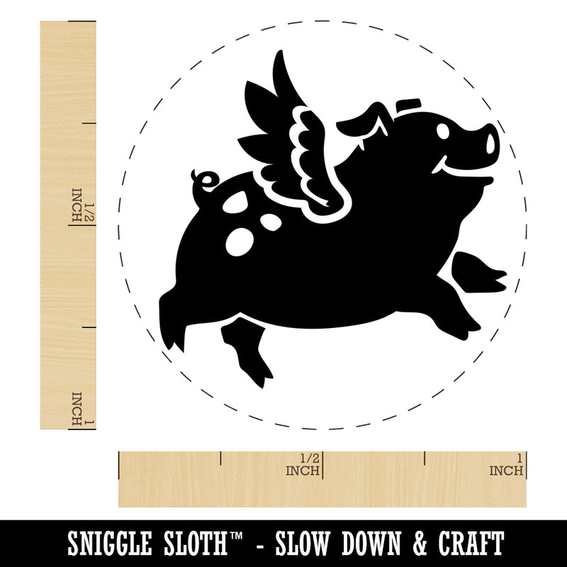 Flying Pig with Wings Rubber Stamp for Stamping Crafting Planners