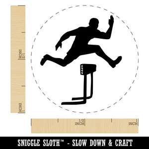 Man Jumping Over Hurdles Fitness Track and Field Rubber Stamp for Stamping Crafting Planners