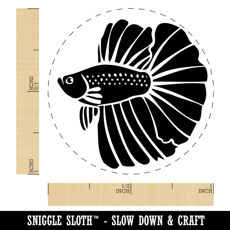 Siamese Fighting Fish Betta Splendens with Large Fins Rubber Stamp for Stamping Crafting Planners