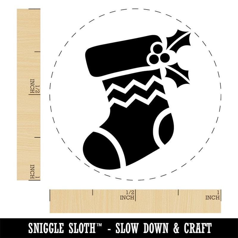 Christmas Stocking Holly Rubber Stamp for Stamping Crafting Planners