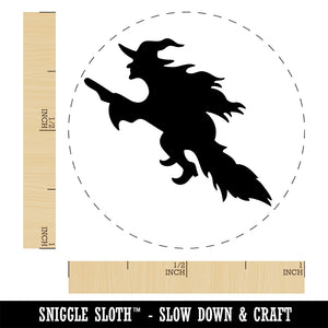 Witch Flying on a Broomstick Halloween Rubber Stamp for Stamping Crafting Planners