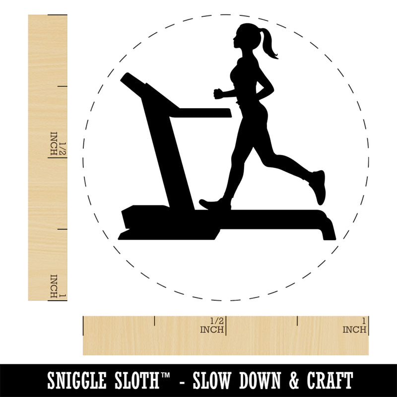 Woman Running on Treadmill Cardio Workout Gym Rubber Stamp for Stamping Crafting Planners