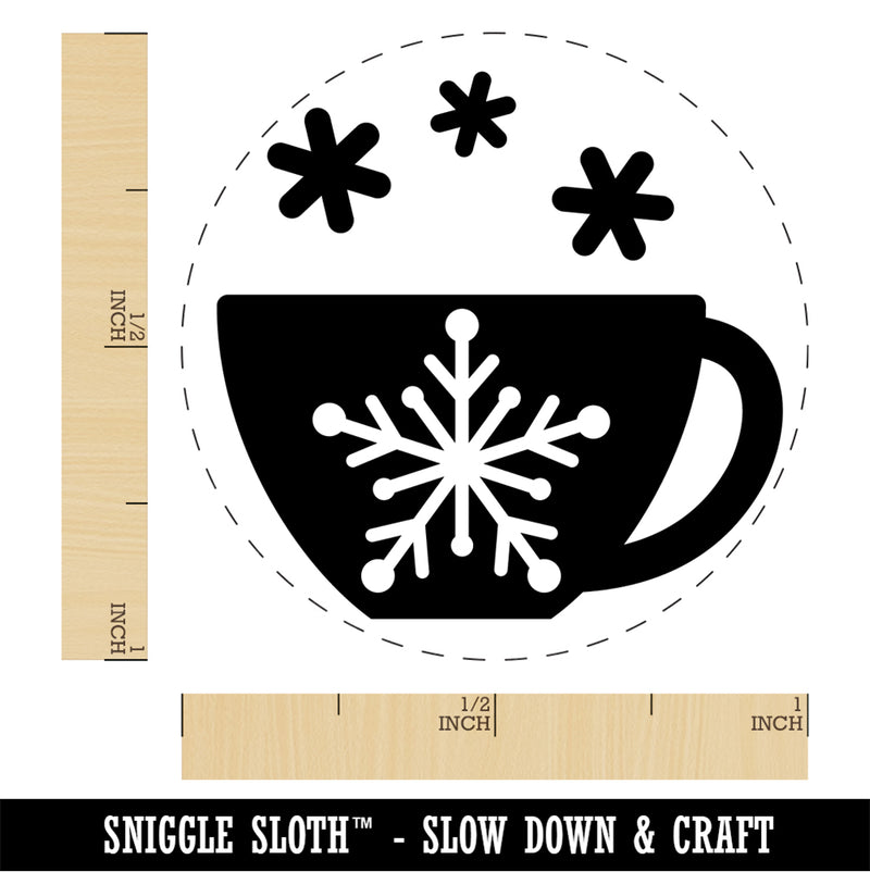 Tea Coffee Cup Snowflake Details Winter Rubber Stamp for Stamping Crafting Planners