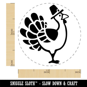 Cartoon Thanksgiving Turkey with Pilgrim Hat Rubber Stamp for Stamping Crafting Planners