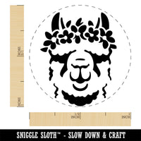 Flower Crown Llama Head Rubber Stamp for Stamping Crafting Planners