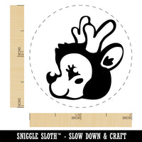 Cheerful Holiday Reindeer Christmas Rubber Stamp for Stamping Crafting Planners