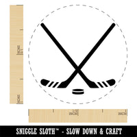 Crossed Hockey Sticks with Puck Rubber Stamp for Stamping Crafting Planners