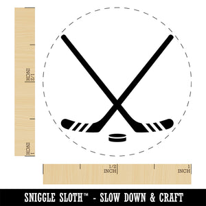 Crossed Hockey Sticks with Puck Rubber Stamp for Stamping Crafting Planners