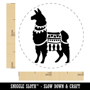 Fancy Llama with Geometric Blanket and Tassels Rubber Stamp for Stamping Crafting Planners