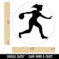 Woman Bowler Bowling Ball Side View Rubber Stamp for Stamping Crafting Planners