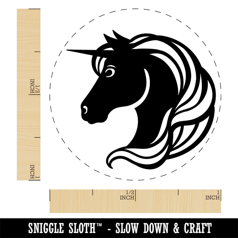 Unicorn Head Flowing Mane Rubber Stamp for Stamping Crafting Planners