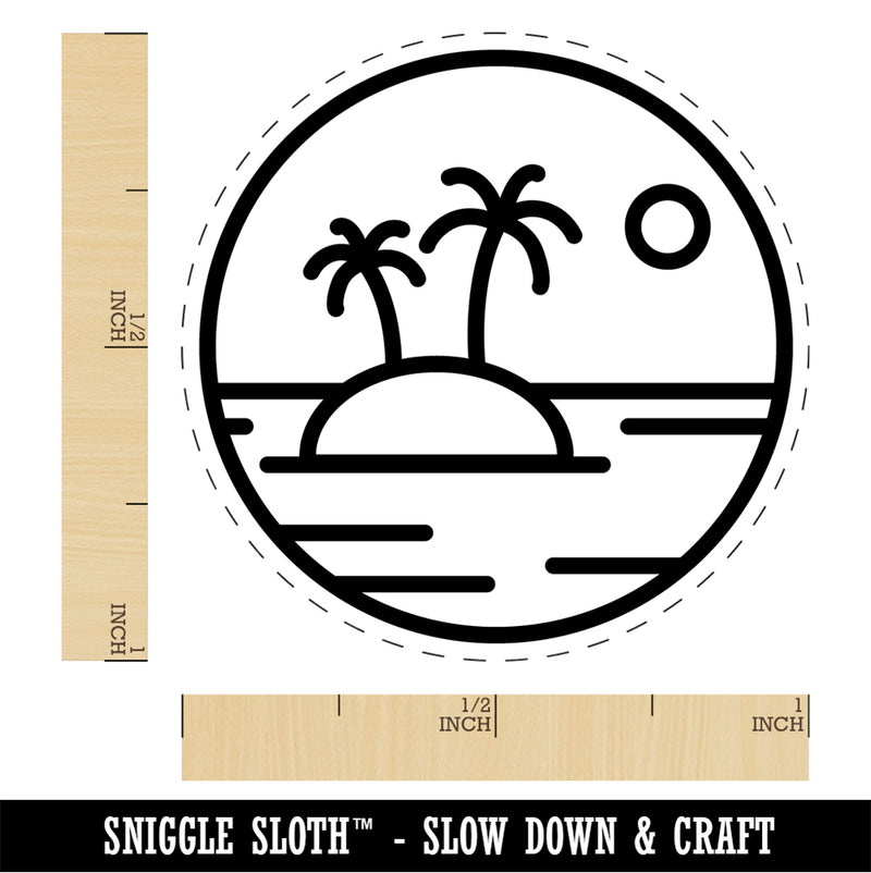 Deserted Island in Ocean Rubber Stamp for Stamping Crafting Planners