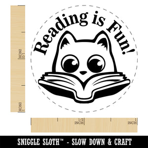 Reading is Fun Cat with Book Teacher Student Rubber Stamp for Stamping Crafting Planners