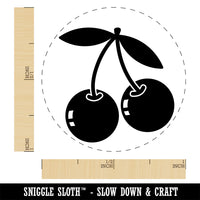 Pair of Cherries on Stem Cherry Fruit Rubber Stamp for Stamping Crafting Planners