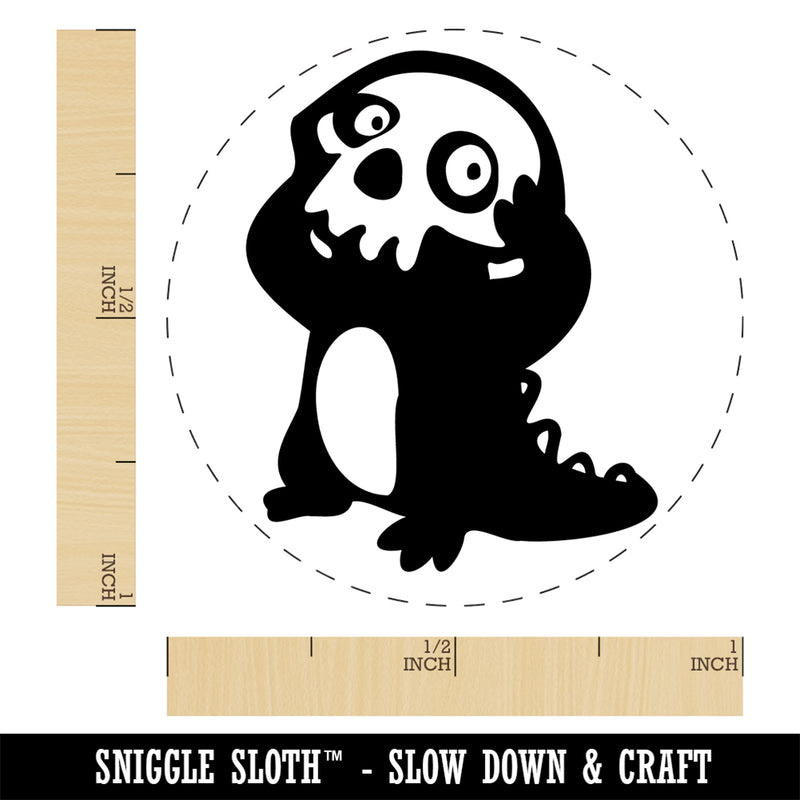 Spooky Creature Wearing Skull Rubber Stamp for Stamping Crafting Planners