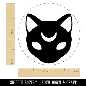 Witch Cat Head with Moon on Forehead Rubber Stamp for Stamping Crafting Planners
