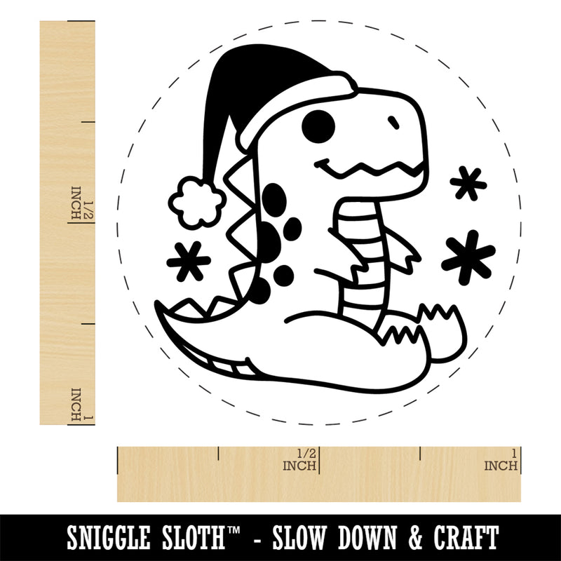 Christmas Santa Dinosaur T-Rex Rubber Stamp for Stamping Crafting Planners