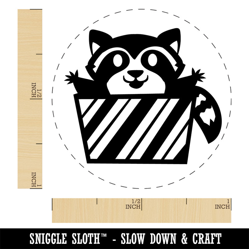 Raccoon Jumping Out Present Christmas Holiday Rubber Stamp for Stamping Crafting Planners