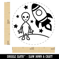 Alien and Rocket Space Rubber Stamp for Stamping Crafting Planners