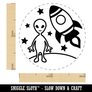 Alien and Rocket Space Rubber Stamp for Stamping Crafting Planners