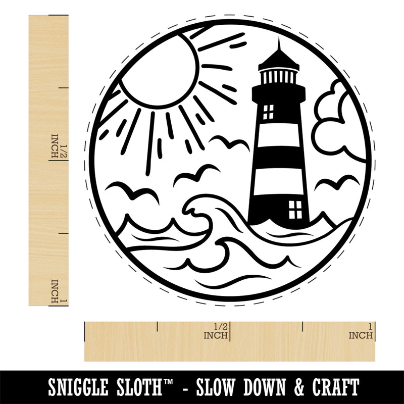 Lighthouse Sea Ocean Waves Rubber Stamp for Stamping Crafting Planners