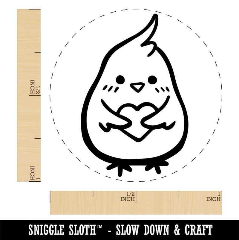 Cockatoo Holding Heart Rubber Stamp for Stamping Crafting Planners