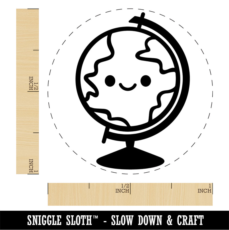 Kawaii Globe Earth Teacher School Rubber Stamp for Stamping Crafting Planners