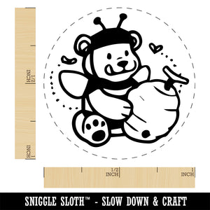 Hungry Honey Bear with Bee Hive Rubber Stamp for Stamping Crafting Planners