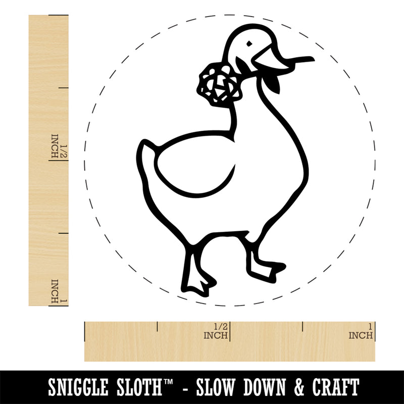 Romantic Goose with Flower Rubber Stamp for Stamping Crafting Planners