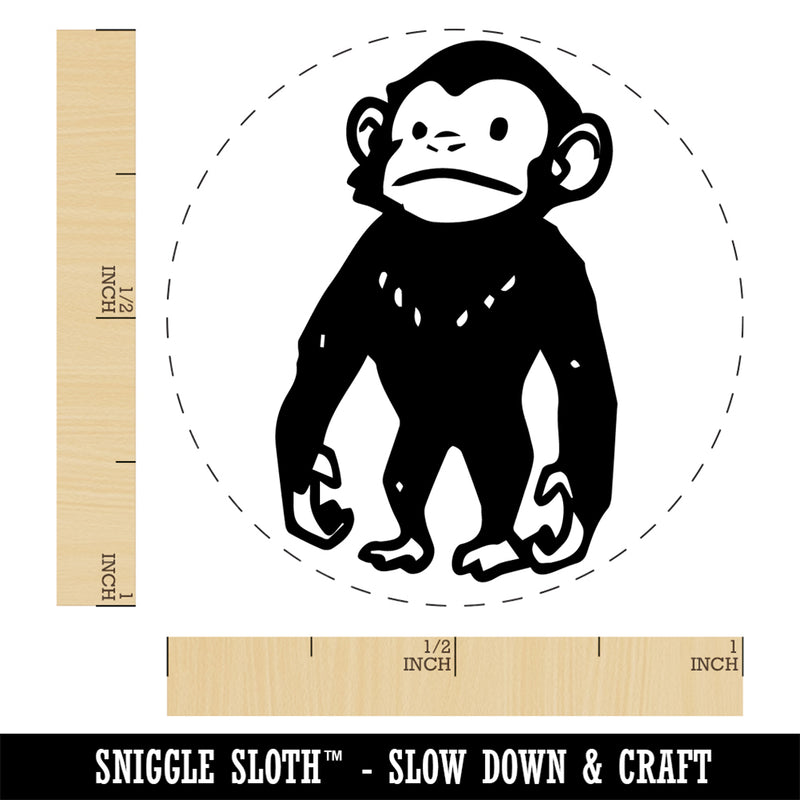 Standing Stoic Chimpanzee Ape Monkey Rubber Stamp for Stamping Crafting Planners