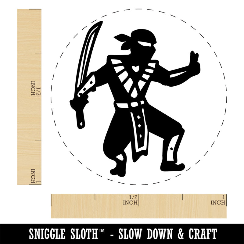 Stealthy Ninja with Sword Rubber Stamp for Stamping Crafting Planners