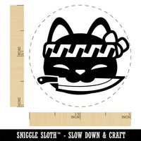 Sushi Cat Chef Knife Rubber Stamp for Stamping Crafting Planners