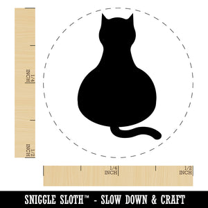 Cat Sitting Back Solid Rubber Stamp for Stamping Crafting Planners