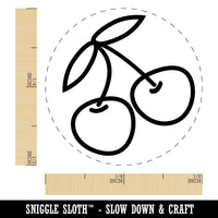 Pair of Cherries Outlined Rubber Stamp for Stamping Crafting Planners