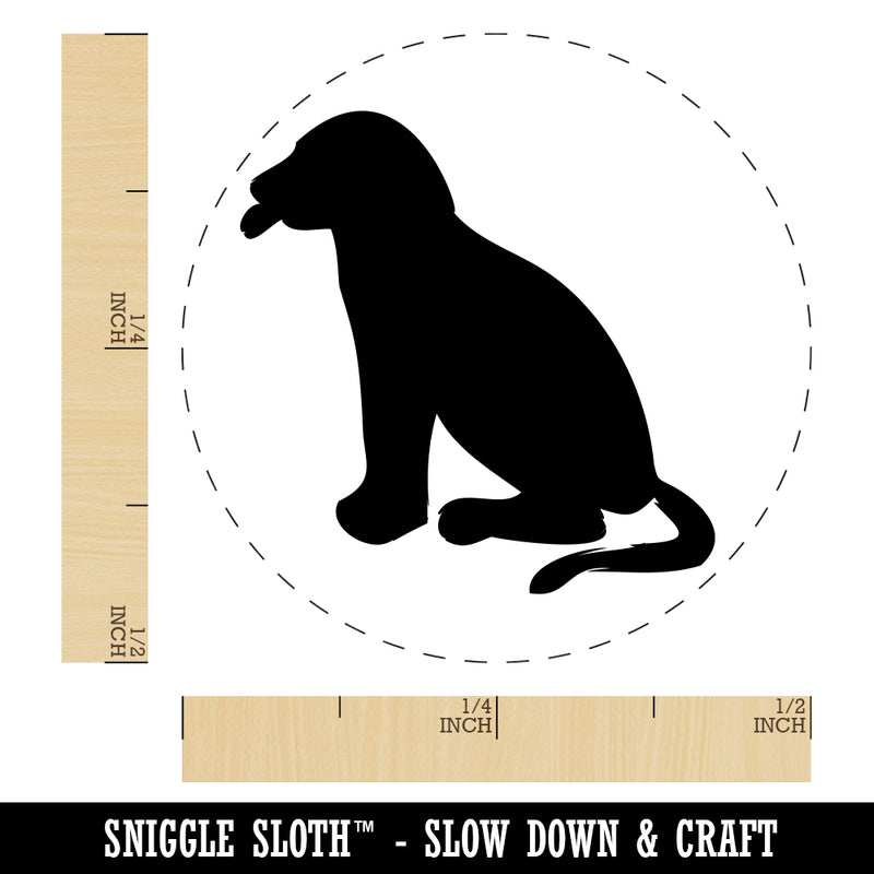 Dog Puppy Tongue Out Sitting Rubber Stamp for Stamping Crafting Planners