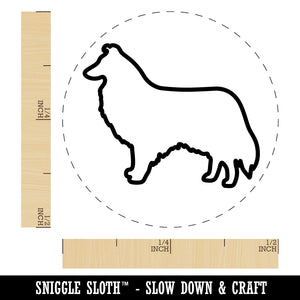 Rough Collie Dog Outline Rubber Stamp for Stamping Crafting Planners