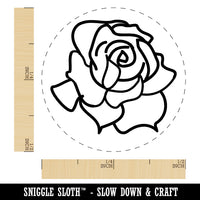 Blooming Open Rose Flower Outline Rubber Stamp for Stamping Crafting Planners