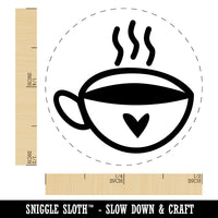 Fun Cup of Tea Coffee with Heart Rubber Stamp for Stamping Crafting Planners