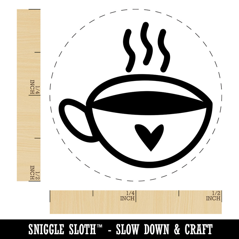 Fun Cup of Tea Coffee with Heart Rubber Stamp for Stamping Crafting Planners