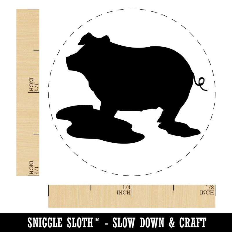 Pig in Mud Solid Rubber Stamp for Stamping Crafting Planners