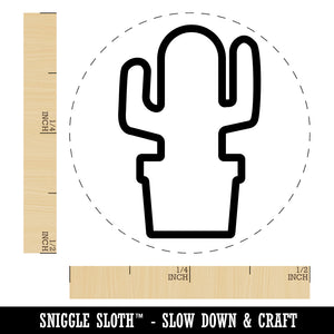 Cactus in Pot Outline Rubber Stamp for Stamping Crafting Planners