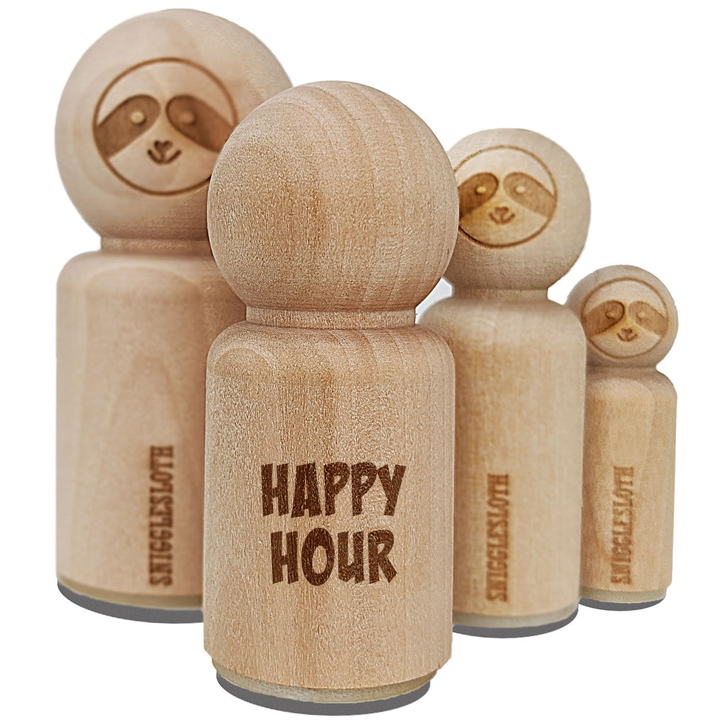 Happy Hour Fun Text Rubber Stamp for Stamping Crafting Planners