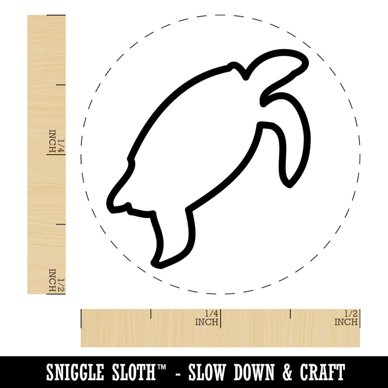 Turtle Swimming Outline Rubber Stamp for Stamping Crafting Planners