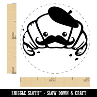Cute Kawaii French Croissant with Beret and Mustache Rubber Stamp for Stamping Crafting Planners