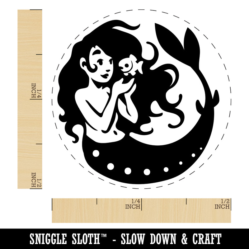 Mermaid and Fish Friend Rubber Stamp for Stamping Crafting Planners