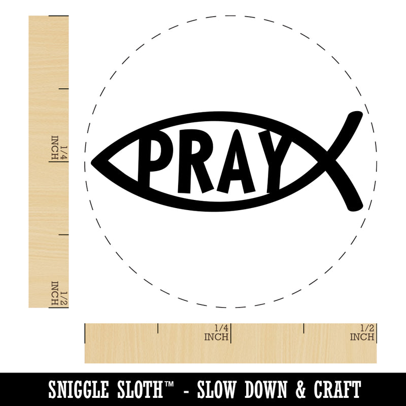 Pray Ichthys Fish Christian Sketch Rubber Stamp for Stamping Crafting Planners