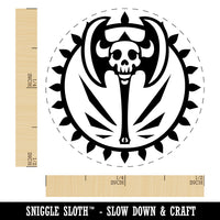 Barbarian Skull Battle Axe Rubber Stamp for Stamping Crafting Planners