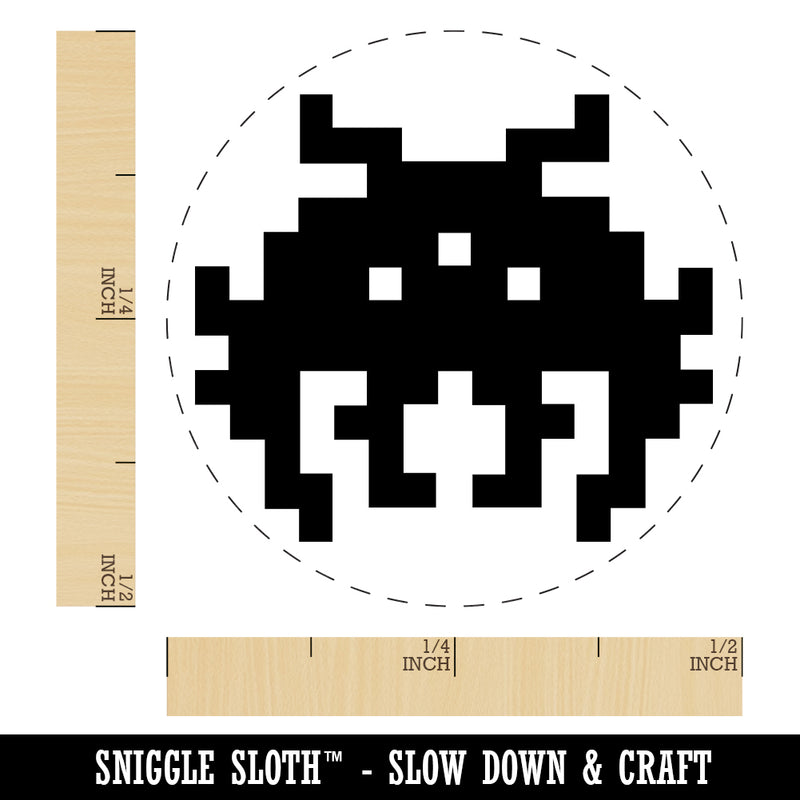 Retro Invaders from Space Bug Alien Rubber Stamp for Stamping Crafting Planners