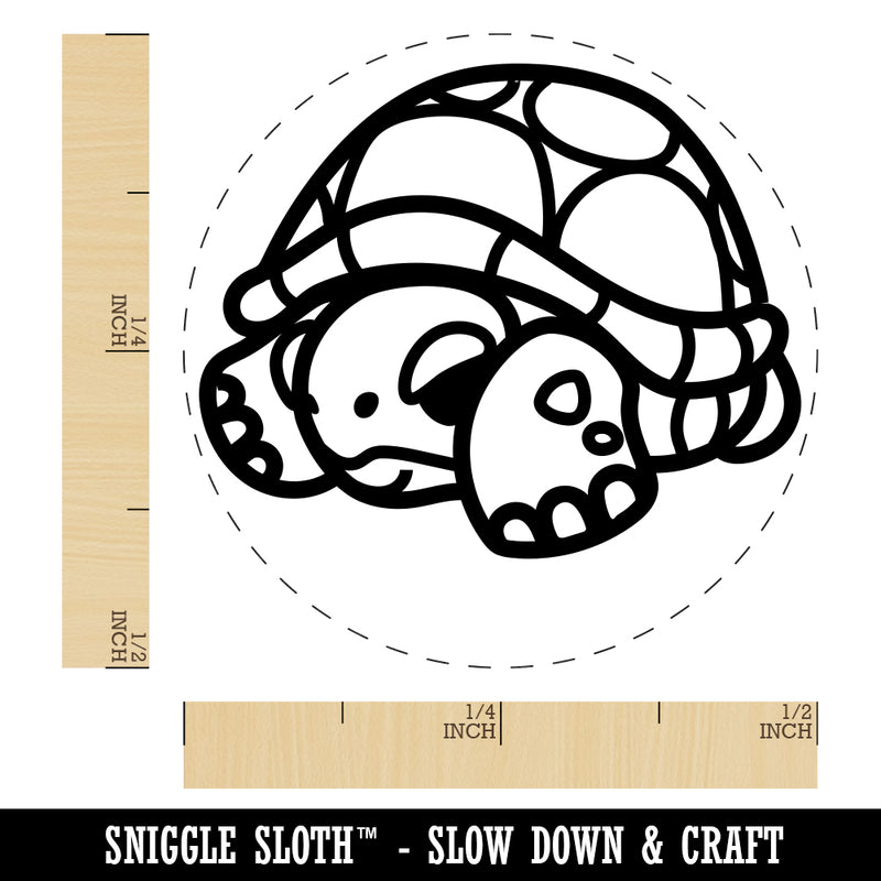 Shy Turtle Hiding in Shell Rubber Stamp for Stamping Crafting Planners
