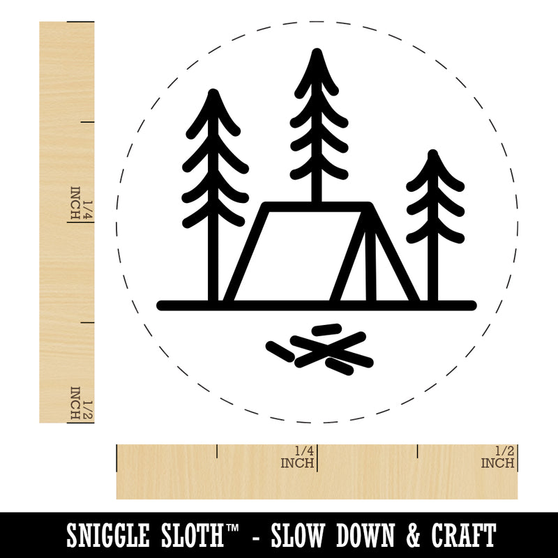 Simple Tent Camping in Woods Rubber Stamp for Stamping Crafting Planners